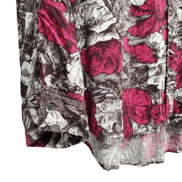 Rock & Republic Womens XXL Shirt Floral Button Up Rayon Roll Tab Light Blouse - Picture 7 of 12